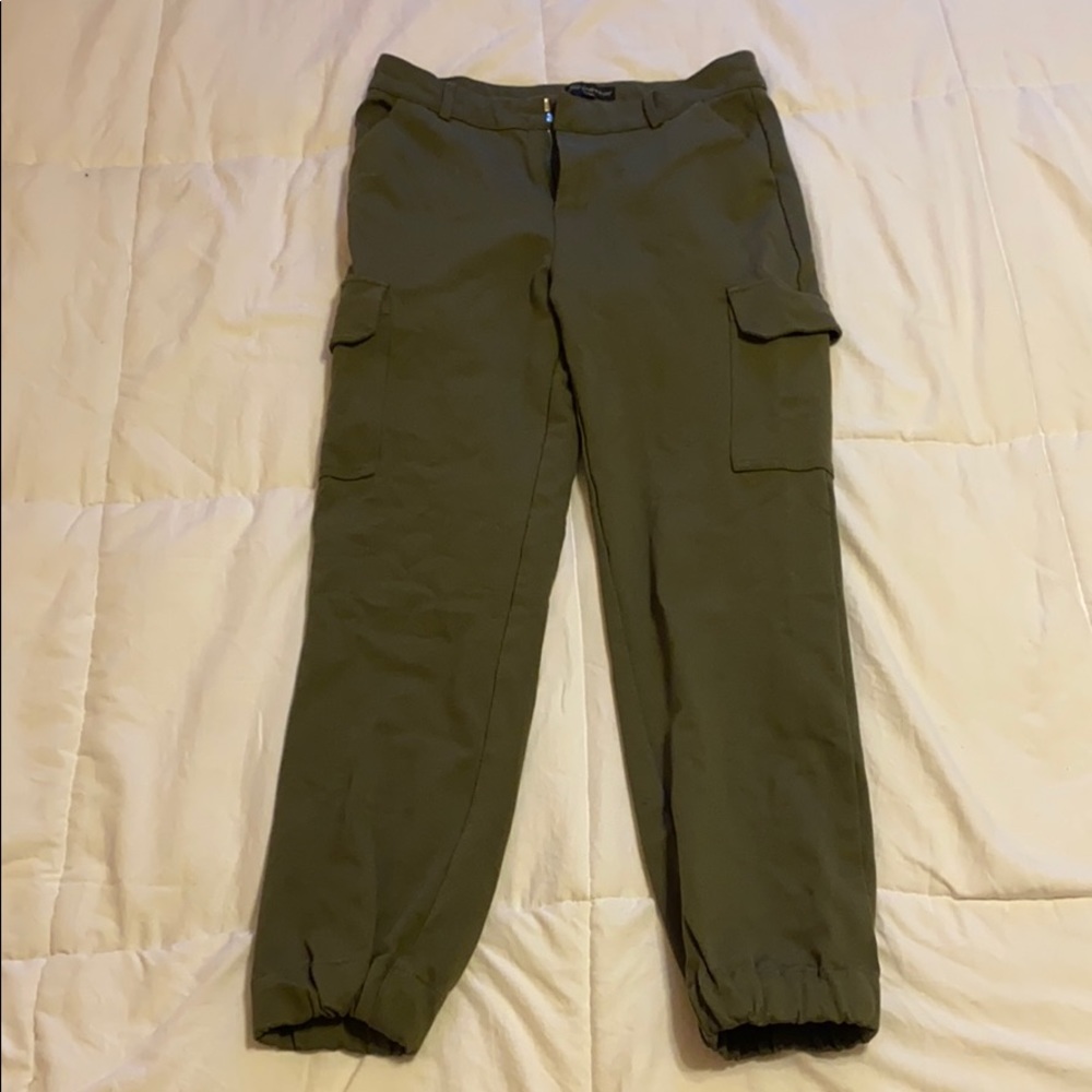 green rouched joggers